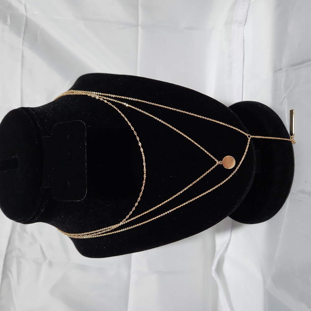 Essentials 3 Layer Necklace 18k Gold over Brass 17" +2" Extender